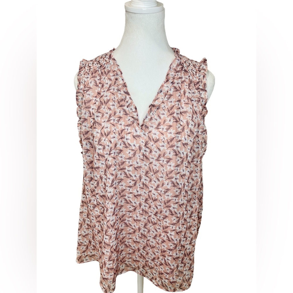 Rachel Zoe • Women’s Blush Shimmery Floral Sleeveless V Neck Blouse Top M NWOT